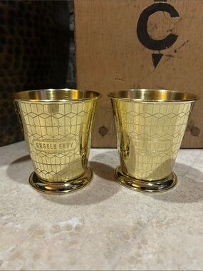 Set of 2 of ANGEL’S ENVY Gold Metal Etched Julep Cups